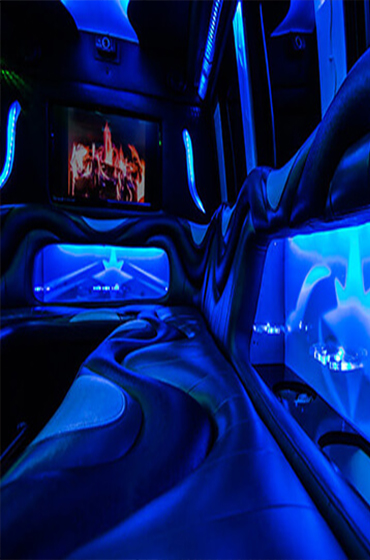 stretch limousine with the space to champagne flutes