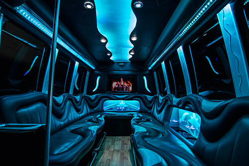 party bus leather seating