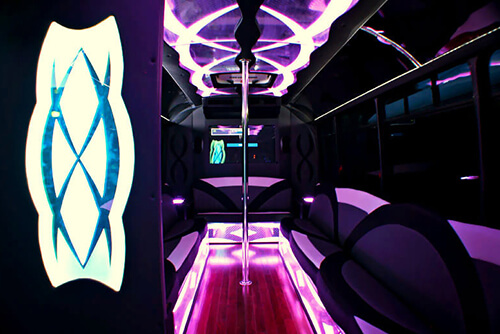 22-passenger party bus with comfortable seating